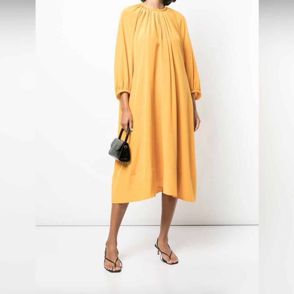 Tibi Shirred Neck Midi Flowy Dress • 10